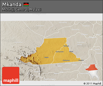 Physical 3D Map of Mkanda, lighten, semi-desaturated