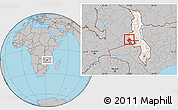 Gray Location Map of Mkanda, highlighted country, highlighted parent region