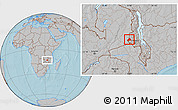 Gray Location Map of Mkanda, hill shading