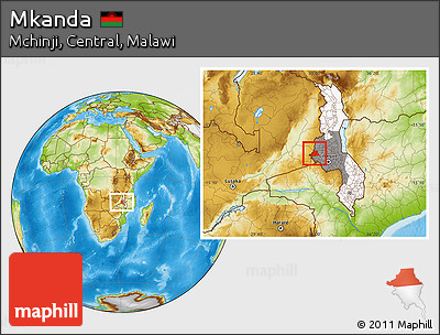 Physical Location Map of Mkanda, highlighted country, highlighted grandparent region