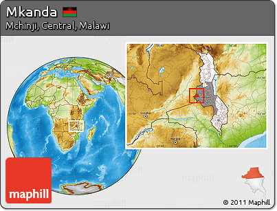 Physical Location Map of Mkanda, highlighted country, highlighted grandparent region