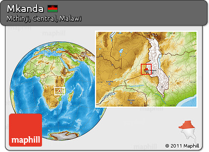 Physical Location Map of Mkanda, highlighted country, highlighted parent region