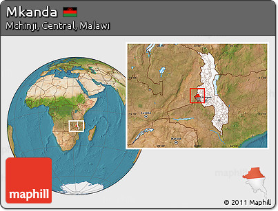 Satellite Location Map of Mkanda, highlighted country, highlighted parent region