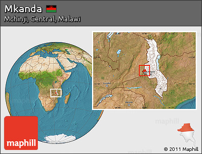 Satellite Location Map of Mkanda, highlighted country, highlighted parent region