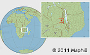 Savanna Style Location Map of Mkanda, within the entire country