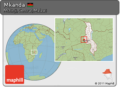 Savanna Style Location Map of Mkanda, highlighted country, highlighted parent region