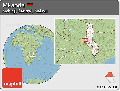 Savanna Style Location Map of Mkanda, highlighted country, highlighted parent region