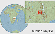 Savanna Style Location Map of Mkanda, hill shading