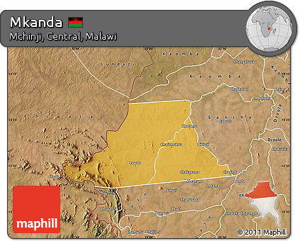 Physical Map of Mkanda, satellite outside