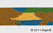 Political Panoramic Map of Mkanda, darken