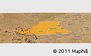 Political Panoramic Map of Mkanda, satellite outside