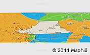 Shaded Relief Panoramic Map of Mkanda, political outside