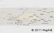 Shaded Relief Panoramic Map of Mkanda, semi-desaturated