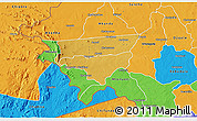 Physical 3D Map of Zulu, political outside