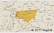 Physical 3D Map of Zulu, shaded relief outside