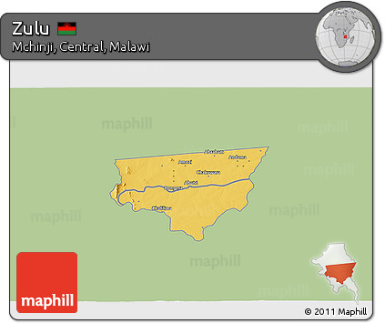 Savanna Style 3D Map of Zulu, single color outside