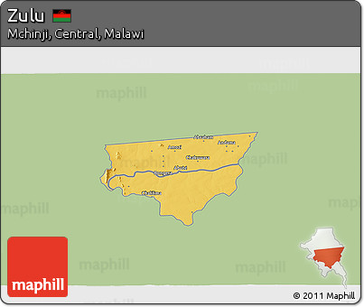 Savanna Style 3D Map of Zulu, single color outside