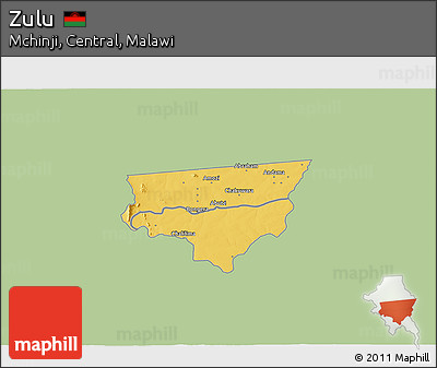 Savanna Style 3D Map of Zulu, single color outside
