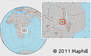 Gray Location Map of Zulu, within the entire country