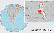 Gray Location Map of Zulu, highlighted country, highlighted parent region