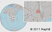 Gray Location Map of Zulu, hill shading