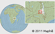 Savanna Style Location Map of Zulu, highlighted grandparent region, hill shading