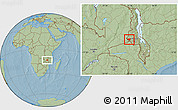 Savanna Style Location Map of Zulu, hill shading