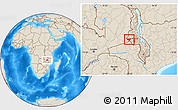 Shaded Relief Location Map of Zulu
