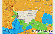 Shaded Relief Map of Zulu, political outside