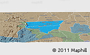 Political Panoramic Map of Zulu, semi-desaturated