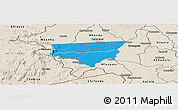 Political Panoramic Map of Zulu, shaded relief outside
