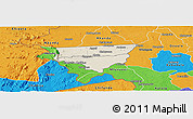 Shaded Relief Panoramic Map of Zulu, political outside