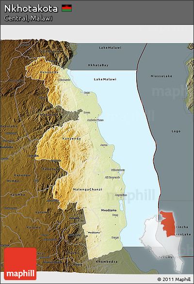 Physical 3D Map of Nkhotakota, darken