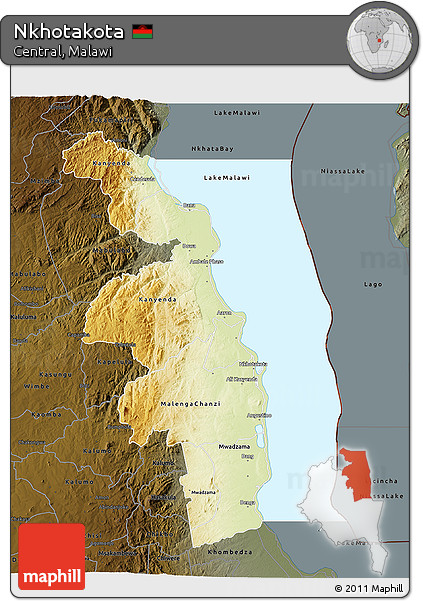 Physical 3D Map of Nkhotakota, darken