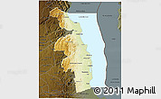 Physical 3D Map of Nkhotakota, darken