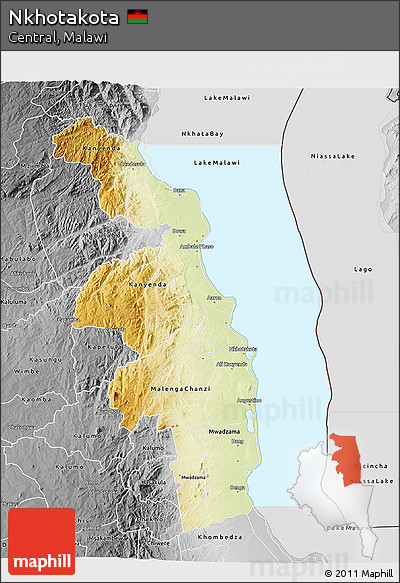 Physical 3D Map of Nkhotakota, desaturated