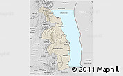 Shaded Relief 3D Map of Nkhotakota, desaturated