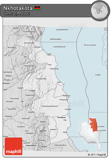 Silver Style 3D Map of Nkhotakota