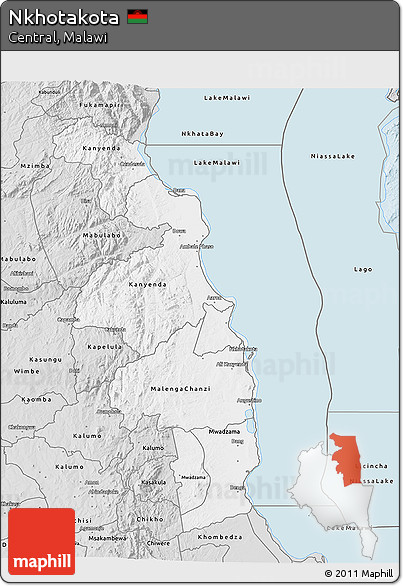 Silver Style 3D Map of Nkhotakota