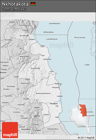 Silver Style 3D Map of Nkhotakota