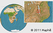 Satellite Location Map of Lake Malawi, within the entire country