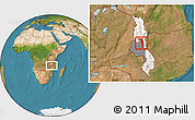 Satellite Location Map of Lake Malawi, highlighted country, highlighted grandparent region
