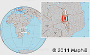 Gray Location Map of Nkhotakota, within the entire country