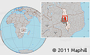 Gray Location Map of Nkhotakota, highlighted country, highlighted parent region, within the entire country