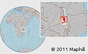 Gray Location Map of Nkhotakota, highlighted parent region, hill shading