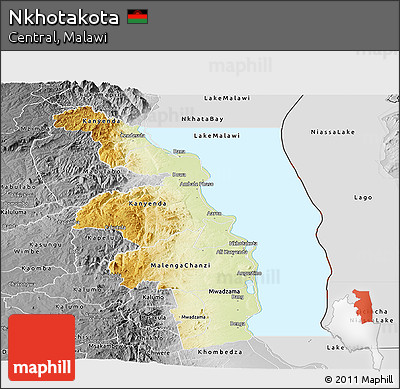 Physical Panoramic Map of Nkhotakota, desaturated