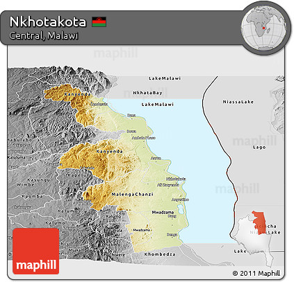 Physical Panoramic Map of Nkhotakota, desaturated