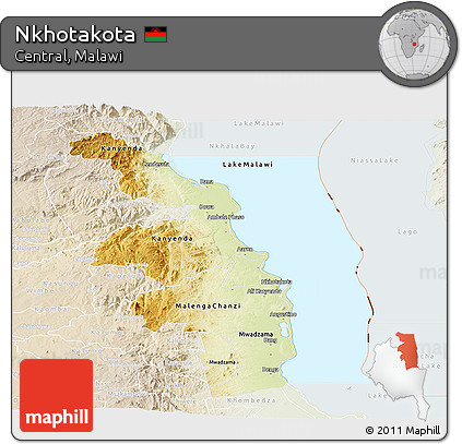 Physical Panoramic Map of Nkhotakota, lighten