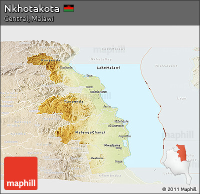 Physical Panoramic Map of Nkhotakota, lighten