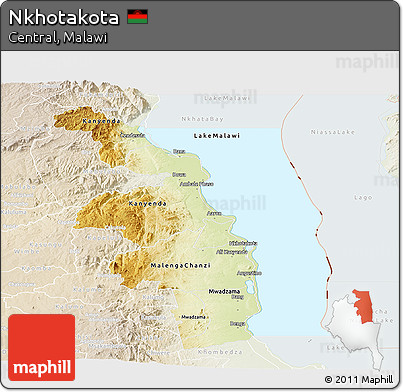 Physical Panoramic Map of Nkhotakota, lighten